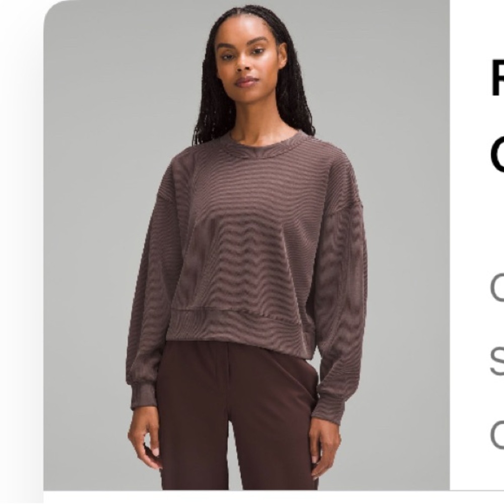 Ribbed softstreme oversized cropped crew in espresso
